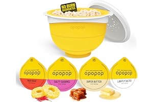 Opopop Microwave Popcorn - Variety 4-Pack Gourmet Popcorn Kit, Collapsible Silicone Popcorn Popper, Popcorn Maker, Gluten Free Snacks Variety Pack, BPA-Free and Dishwasher Safe (New Flavors)
