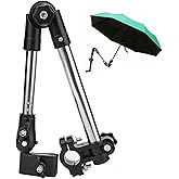 Bicycle Umbrella Holder for Wheelchair Walker, Heavy Duty Stainless Steel Adjustable Clamp Mount - Fits 0.8-1 inch Tubes (20-25mm), 360° Rotation Hands-Free Attachment for Stroller Scooter