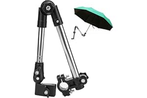 JIUKONG Bicycle Umbrella Holder for Wheelchair Walker, Heavy Duty Stainless Steel Adjustable Clamp Mount - Fits 0.8-1 inch Tubes (20-25mm), 360° Rotation Hands-Free Attachment for Stroller Scooter