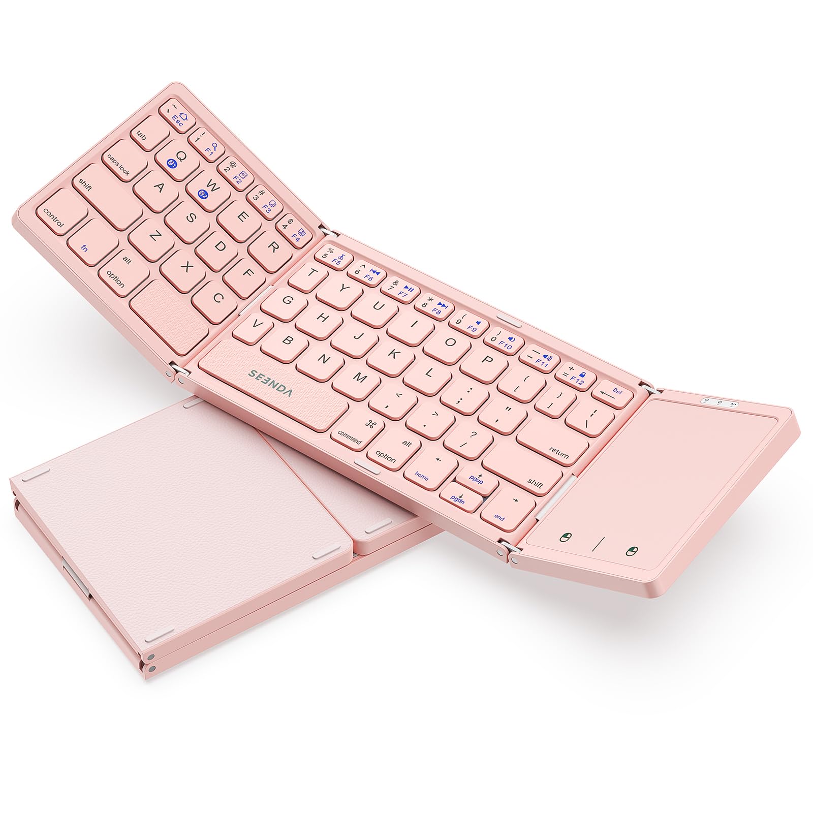 Photo 1 of Foldable Bluetooth Keyboard - Multi-Device Mini Wireless Keyboard with Touchpad, Pink