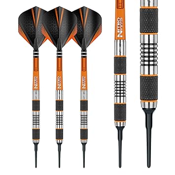 Red Dragon Amberjack Soft Tip Dartpfeile 18g – 90% Tungsten Darts Set (Steel Dartpfeile) mit Flights, Schäfte, Brieftasche Ch