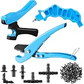 Feekoon Drip Irrigation Hole Punch Tool, 2 in 1 Drip Tubing Punch and Fitting Insertion Tool for 1/4 Inch Emitters, 16 20 25mm PE Pipe, Garden Repair(Blue,115 Irrigation Plugs)