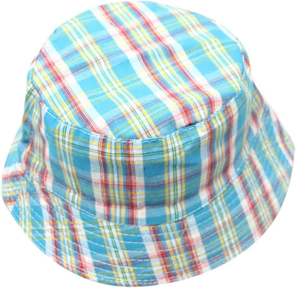 Toddler Baby Kids Boys Girls Plaid Pattern Bucket Hats Sun Helmet Cap Fisherman Hat