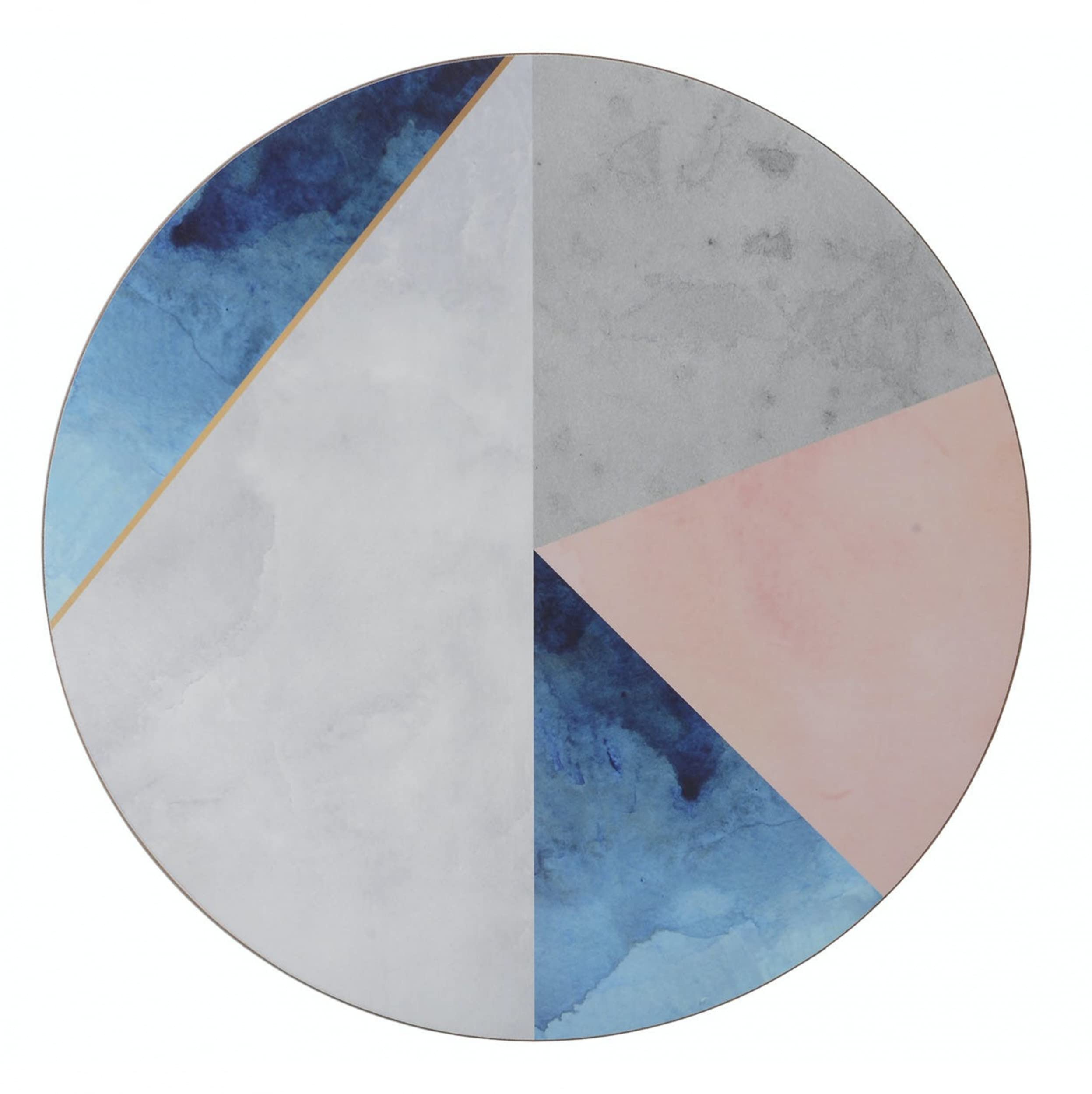 Creative Tops ‘Geometric Palette’ Printed Round Cork Backed Placemats, 29 cm - Blue / Grey (Set of 4)