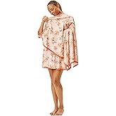 Motherhood Maternity Womens Nursing Chemise Nightgown, Robe and Swaddle 3-Piece Set