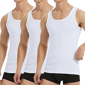 Falechay Unterhemd Herren Tank Top 3/5er Pack Baumwolle Feinripp ärmellos Muskelshirtst Männer Sportunterhemden