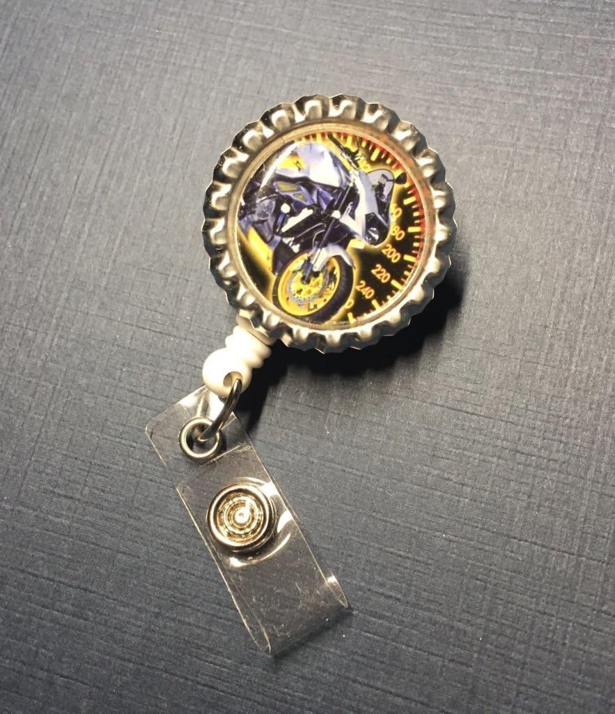 Motorcycle speedometer spring clip Badge ID holder with retractable reel