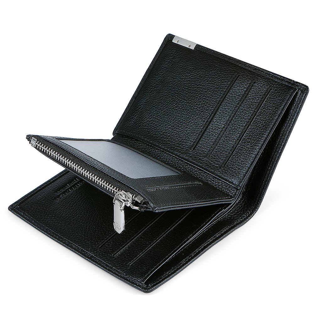 ZOOLER Mens Vintage Wallet Cowhide Leather Slim Purse Fashion organiser for Cards Cash (Black)