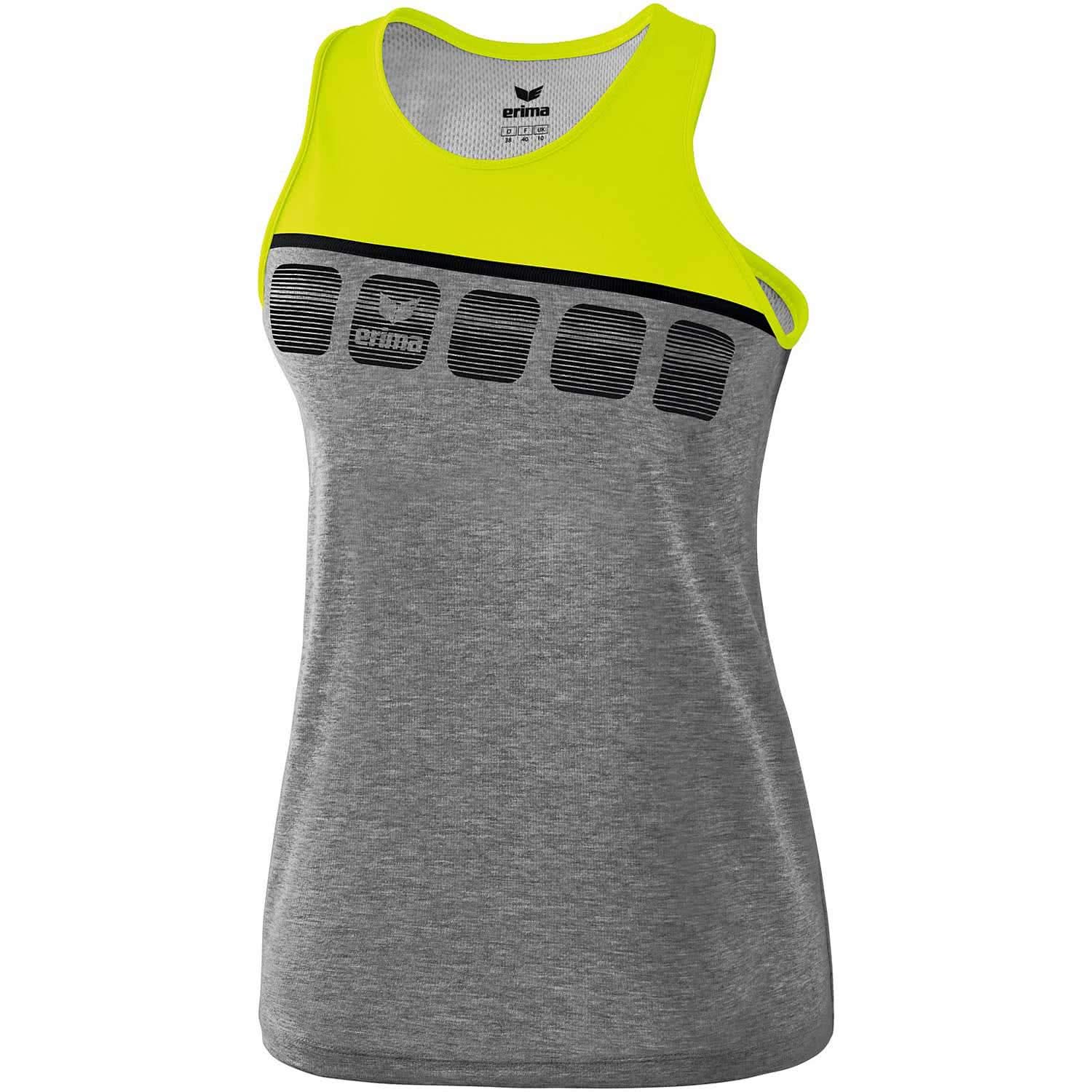 Erima Kids 5-C Tanktop - Grey Marl/Lime Pop/Black, Size: 128