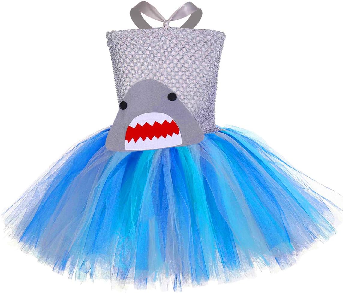 Shark Costume for Girls 1-12Y Shark Party Dress Up Blue Sea Ocean