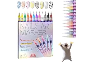 MARPEAL Nail Art Markers, Nails Art Marker Set, 12 Colors Nail Art Pens Set, Nail Art Markers 12 Colors Nail Art Pens Set, Dry Nail Art Nail DIY Decoration (1pcs)