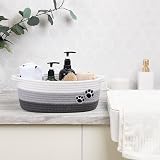 TIMEYARD Dog Toy Basket Cute Woven Grey Cotton Rope 30x20x13 cm view 4