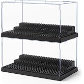 Mlikero 2 Pack Minifigure Display Case for Action Figures Blocks, Clear Dustproof Acrylic Display Box Storage with 3 Movable Steps Gifts for Children,Black&hellip;