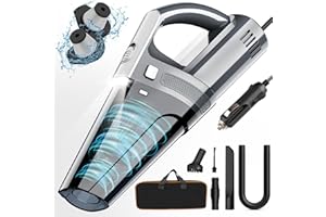 DRECELL Car Vacuum, Portable Car Vacuum Cleaner with 7000PA Suction Wired Vacuum Cleaner for Car, DC 12V High Power 16.4Ft Cord, LED Light, Lightweight, 0.33L Capacity, Storage Bag - Gray
