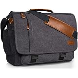 ESTARER Computer Messenger Bag 15-15.6 inch, Water-resistant Canvas Work Bag Briefcase, Laptop Shoulder Bag Satchel with Buck