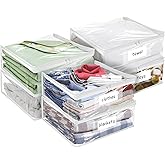 Plastic Storage Bags with Easy-Glide Zipper, Pack of 6, Durable Clear Vinyl Zippered Storage Bags for Clothes Sweaters Comforters Blankets Sheets Bedding (15.7 x 13.8 x 3.9 Inch)