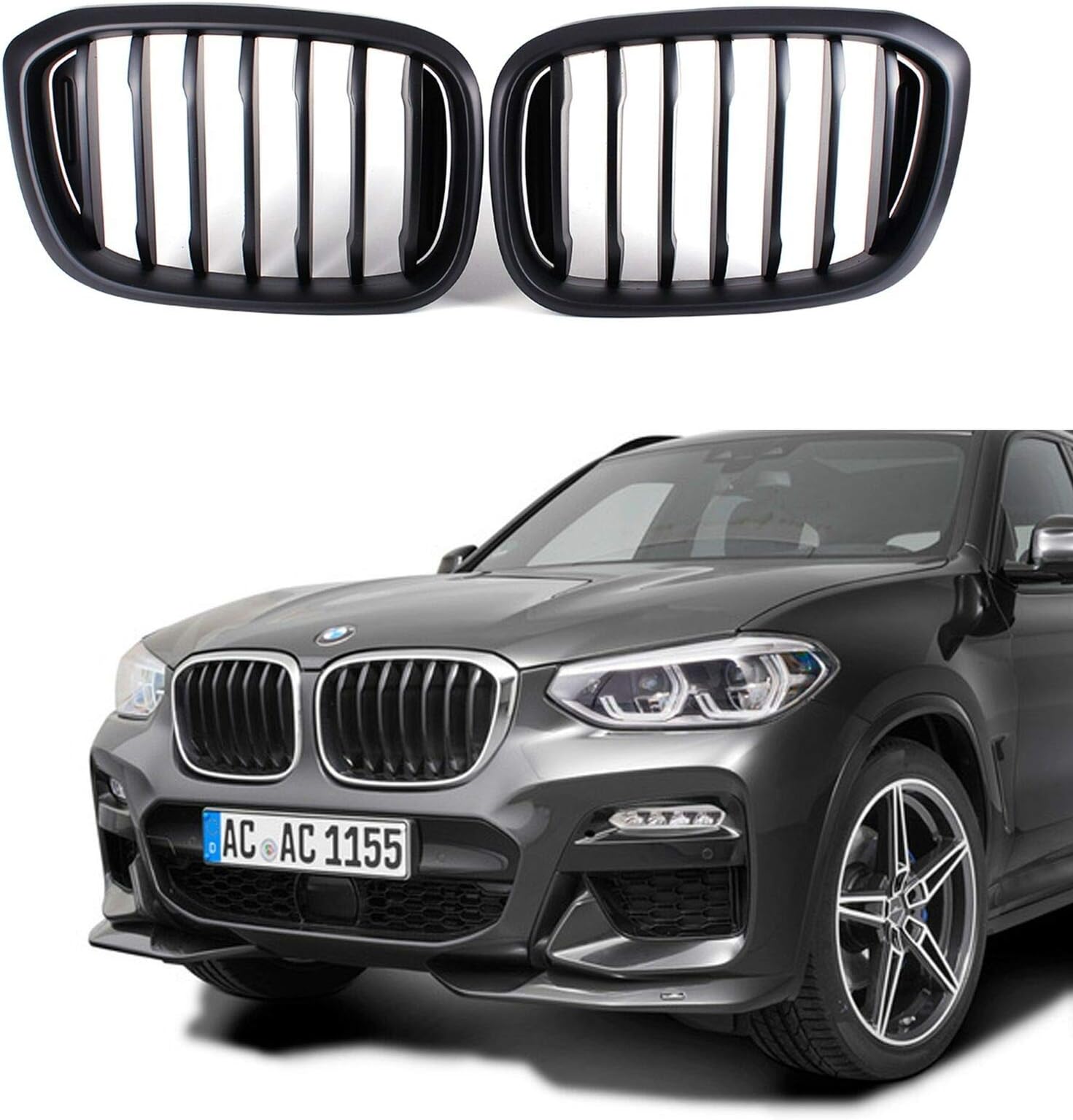 Front Kidney Grill For BMW G01 G02 Bumper Racing Grille X3 X4 ABS Auto Styling xDrive20i xDrive30i 2018+Matt Black