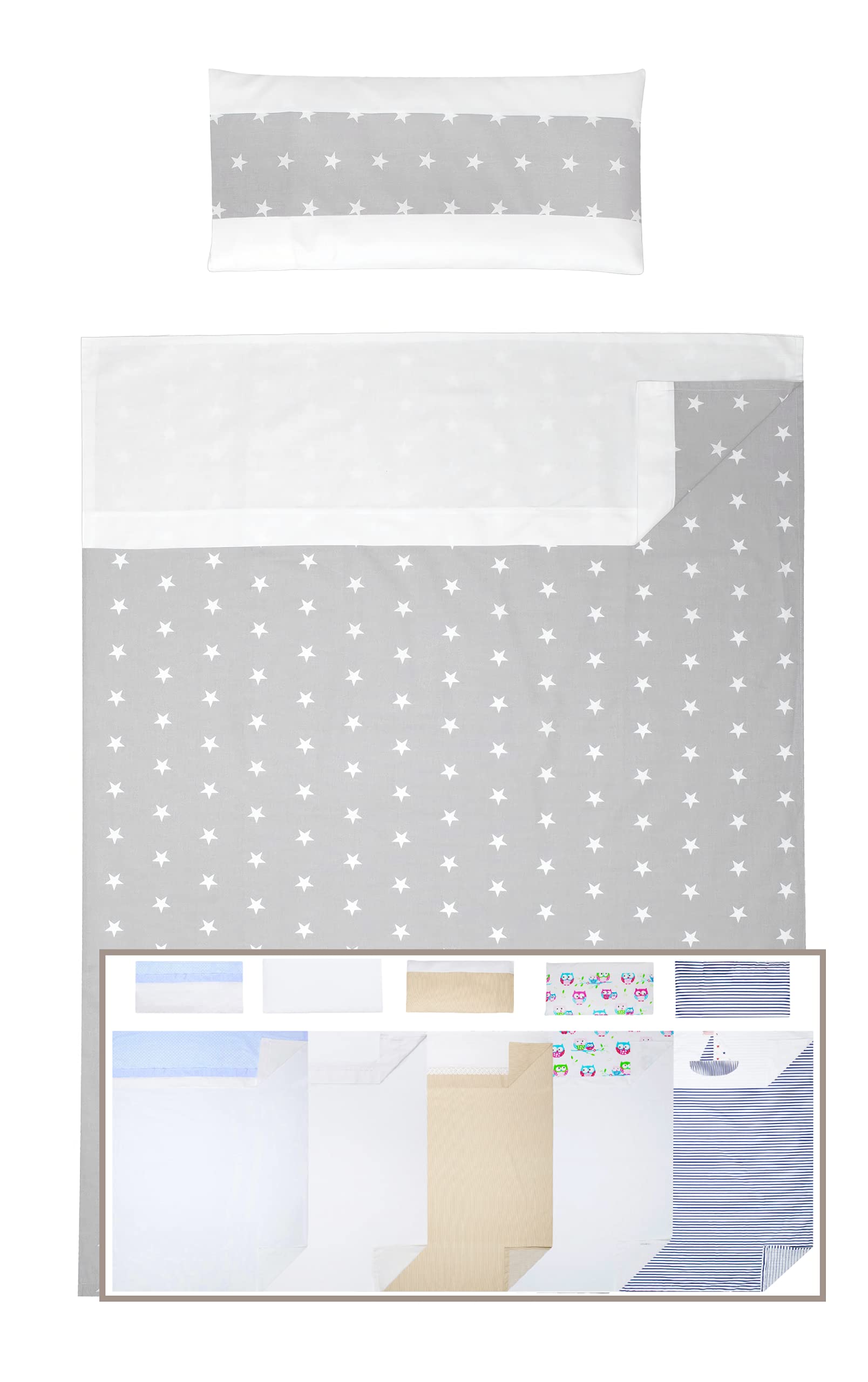 Vizaro - 3 Piece Bedding Set of Sheets for COT 60x120cm - Pure Premium Cotton - Made in EU - OekoTex - Safe for Babies - C. Little Stars
