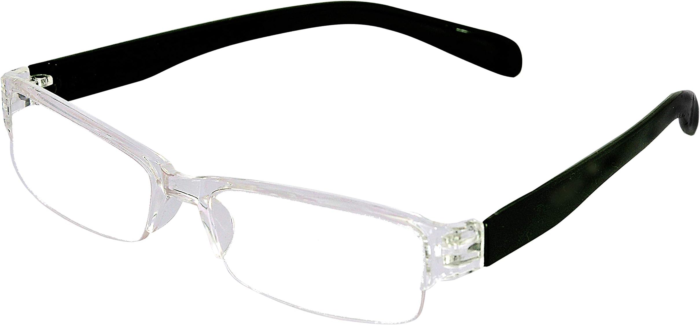 AKSHAJโข Transparent Half Rim Reading (Near Vision) Glasses (Black, 1.75)