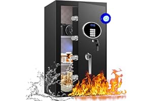 RETLLAS Digital Safe Box For Home Documents -Steel Security Money Safes Electronic Lock Box with Keypad Removable Shelf for C