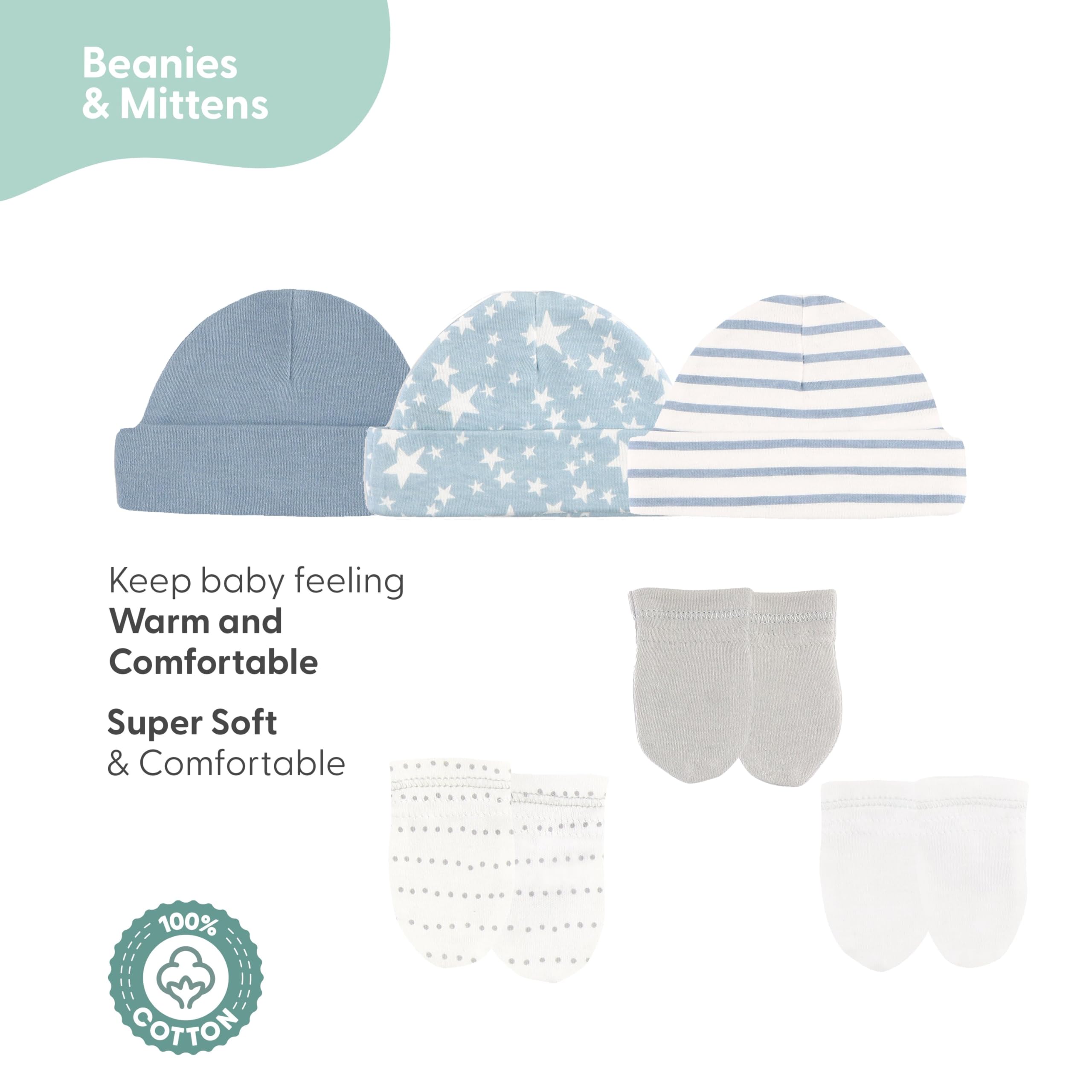 The Peanutshell Baby Layette Gift Set for Baby Boys - 23 Piece New Born Boy Gift Set, Clothes & Newborn Essentials Must Haves - Boy Clothes 0-3 Months - Soft Blue