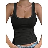 SOLY HUX Women's Summer Tank Tops Scoop Neck Sleeveless Ribbed Knit Fitted Going Out Top