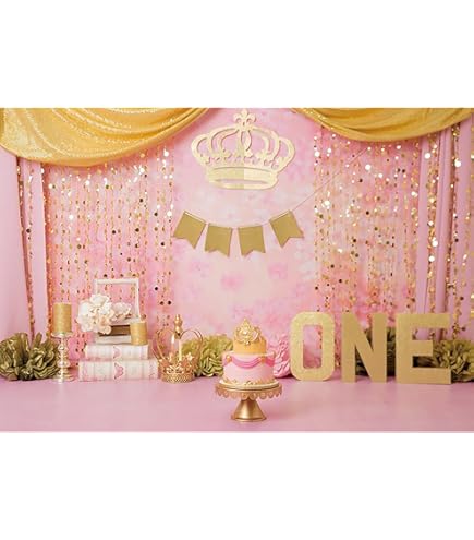 Pink Balloon Garden Backdrop - 7x5FT Girls 1st Birthday Photography Background