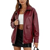 Vanmolrsa Oversize Leather Jacket Women Faux Motorcycle Coats Bomber with Double Pockets,2025 Fall,Winter Fashion Outwear