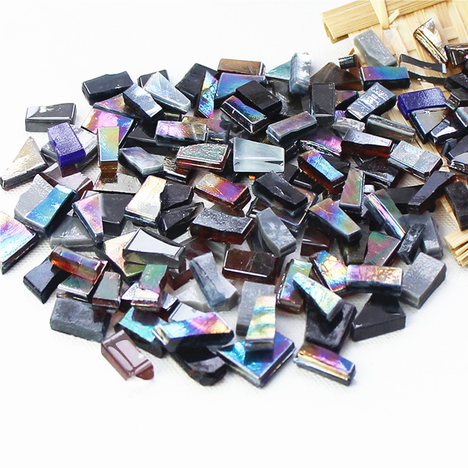 500g Irregular Crystal Mosaic Tiles,Small Mosaic Tile DIY Hobbies Children Handmade Crystal Craft for Crafts Bulk DIY Picture Frames Handmade Jewelry Coaster (Dark Series)