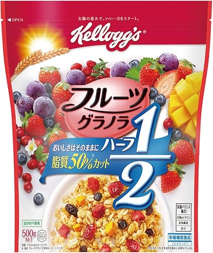 Amazon ケロッグ フルーツグラノラ ハーフ 徳用袋 500g シリアル 通販