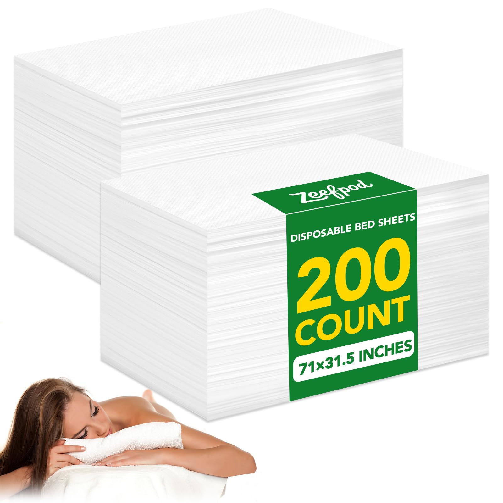 Photo 1 of 200Pcs Disposable Massage Table Sheets 31.5" x 71" Non-Woven Fabric massage table cover for Hygiene and Comfort in Tattoo,Spa Treatments, Breathable and Durable Sheets(White)