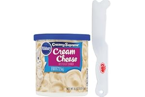 Pillsbury Creamy Supreme Cream Cheese Frosting, 16 oz Can with By The Cup Spatula Knife