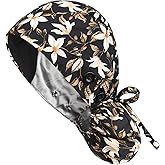 Satin Lined Scrub Caps with Buttons & Sweathand, Surgical Caps for Women
