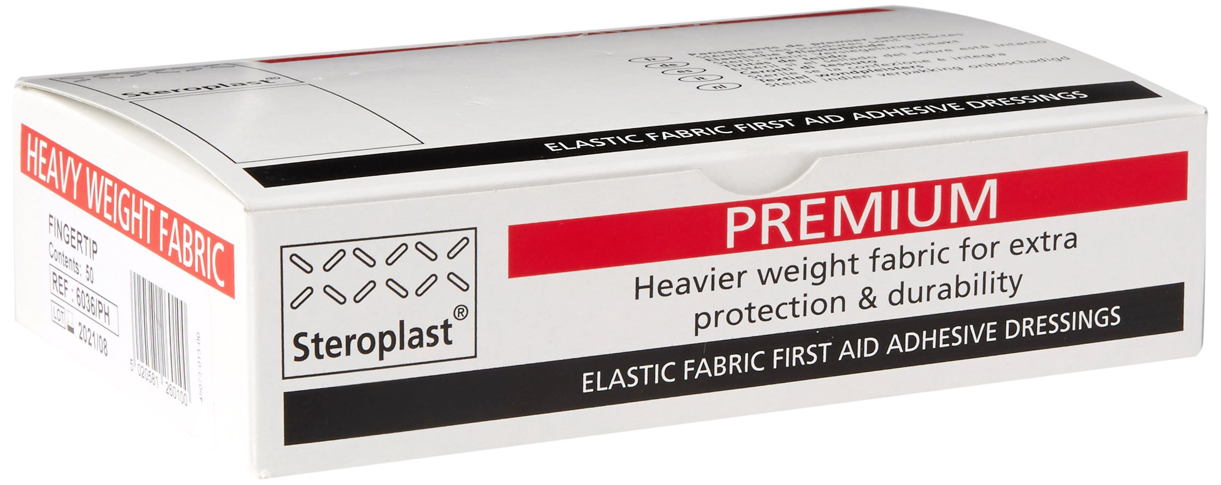 Steroplast 6036 Premium Elastic Fabric Plasters, Fingertip, 7.2 cm x 4.2 cm (Pack of 50)
