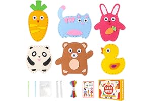 Kids Sewing Kit, Cute Kids Felt Animal Sewing Kit, Fun and Educational Stuffed Animal Felt Plushie Craft Set for Boys Girls O