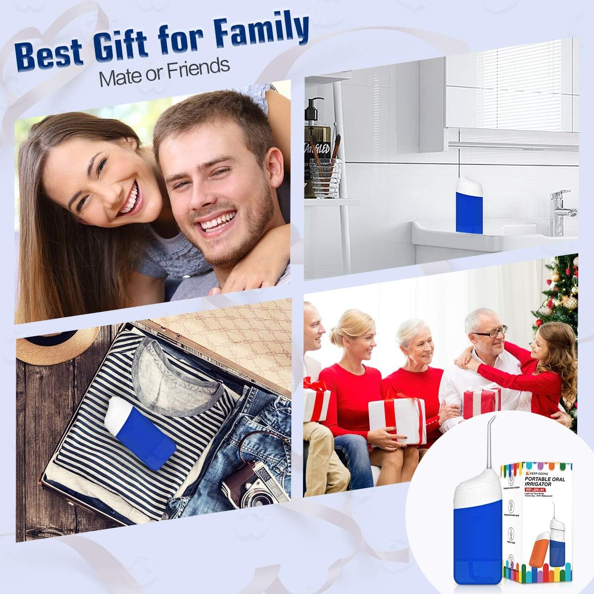 Water Flosser, Portable Oral Irrigator Cordless Teeth Cleaner, Ipx7 Waterproof Power Dental Flossers Professional Care for Home & Travel - 2020 Newest (Klein Blue): Health & Personal Care