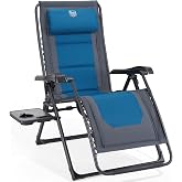 TIMBER RIDGE Zero Gravity polyester Chair Oversized Recliner 350lbs Capacity Patio Lounge Chair Padded Lawn Chair with Headrest XXL for Outdoor, Camping, Patio, Lawn, Blue