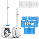 Dargoose 2-Pack Disposable Toilet Brush and Wand Kits, 60 Refills | Master and Guest Bathroom Setup, Secure Claw Grip, Auto-Open/Close Wall Caddies, One-Button Eject
