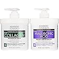 Advanced Clinicals Hyaluronic Acid Moisturizer + Fragrance Free Collagen Cream Face Moisturizer & Body Lotion 2pc Skincare Set For Women & Men Helps Reduce Appearance Of Crepey Skin & Dry Skin, 2pc