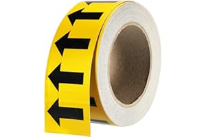 PATIKIL Black on Yellow Color Arrow Tape Vinyl Stickers Arrow Labels 50mm/1" for Pipe Markers, 1 Roll