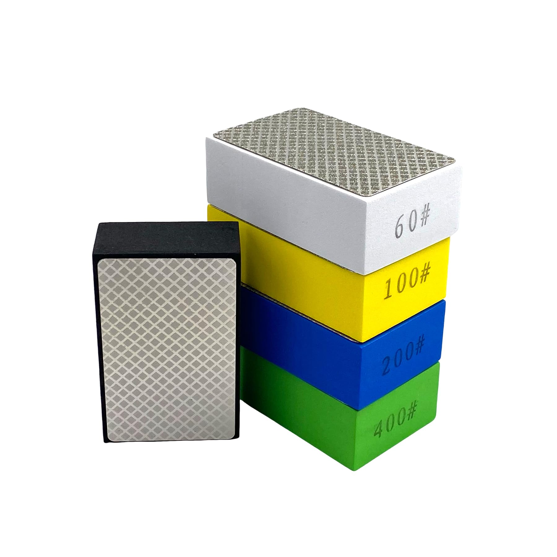 Yuejizhe 5Pcs Diamond Sanding Blocks,60#/100#/200#/400#/600# Grit Diamond Polishing Pads for Sandling Marble Tile Stone Ceramic Glass Grinding