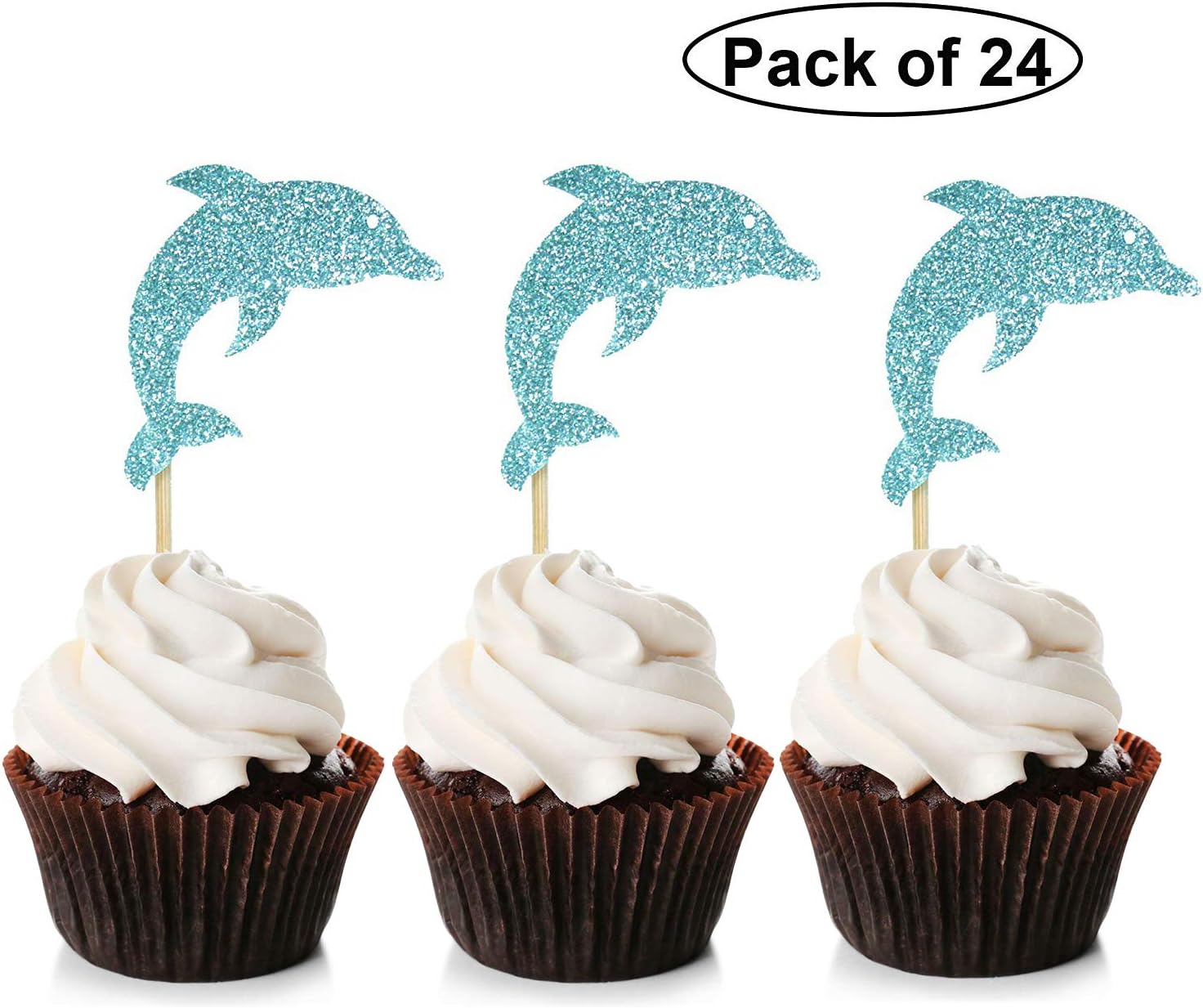 Unimall 24 Pieces Dolphin Cupcake Toppers Blue Glitter Dauphin Gateau Toppers Pour Douche Bebe Decoration Fournitures Gateau Decorations Accessoires De Decoration Cuisine Maison Centroarco Com
