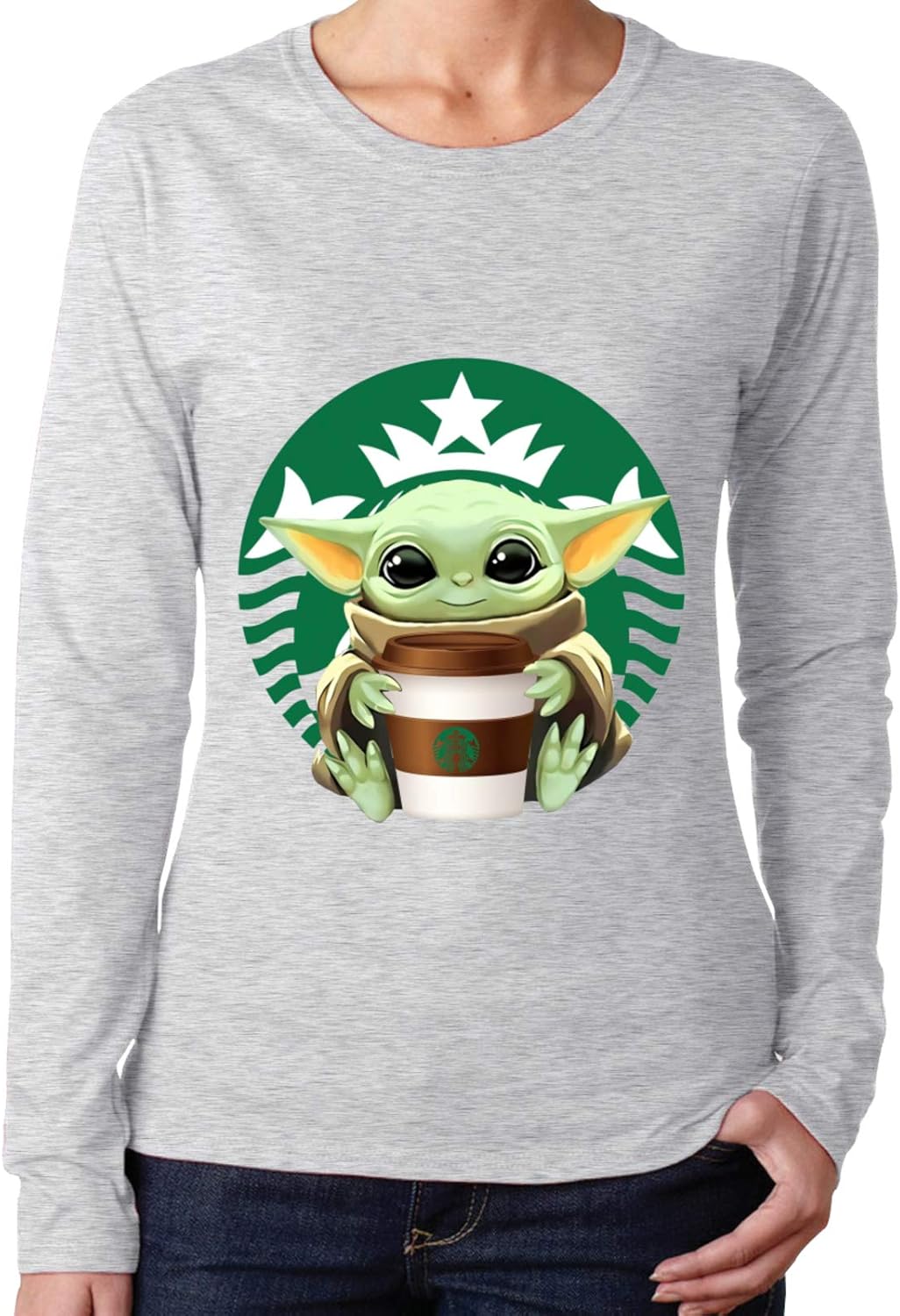 Baby Yoda Women Tops Long Sleeve,Women's Crewneck TShirts