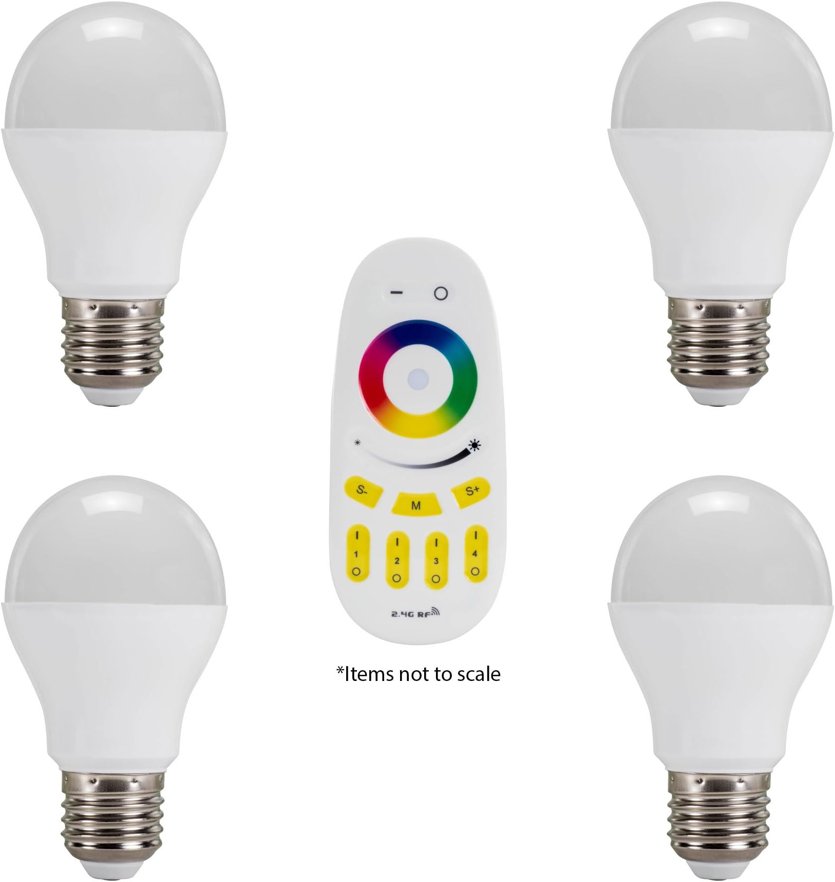 Milight Four Zone Package with Four Milight RGBW Warm White LED Bulbs and Four Zone Remote
