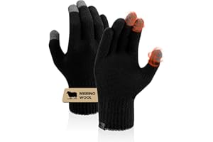 Merino Wool Gloves for Men & Women, Touch Screen Warm Gloves Liners Thermal Soft Knit for Driving Running Winter