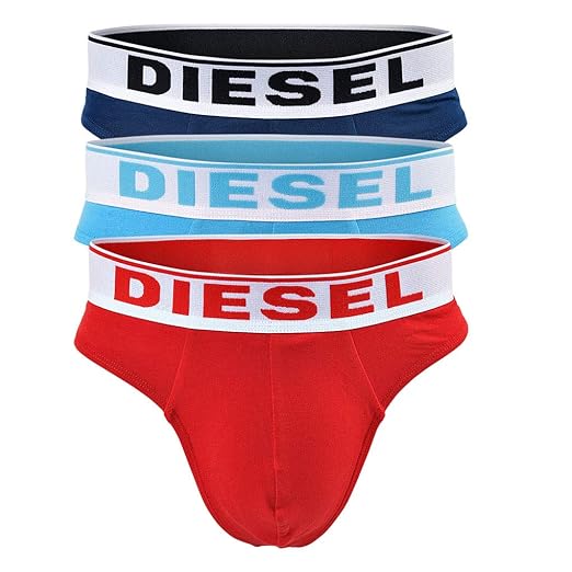 Diesel Herren Tanga 3 Pack - Umbr String, Brief, Fresh&Bright, Rot/Türkis/Blau