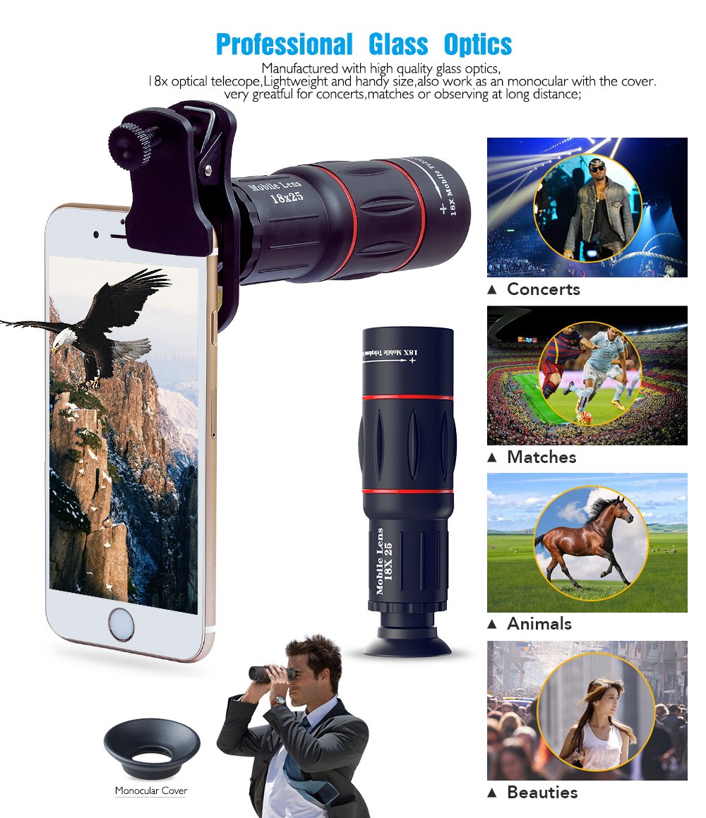 Zoom - Lente para cámara de smartphone con lente monocular ...