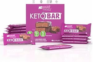 No Sugar Keto Bar Snack - Low Carb No Sugar Keto Snack Food with Keto Friendly Macros, 3g Net Carb, 9g Plant Based Protein, 1