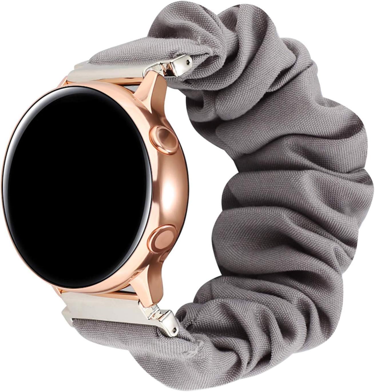 Scrunchie Watch Band for Samsung Galaxy Watch 40mm, Cute Elastic Watchband Replacement Compatible with Samsung Active/Active 2 (Grey-40mm, 20mm)