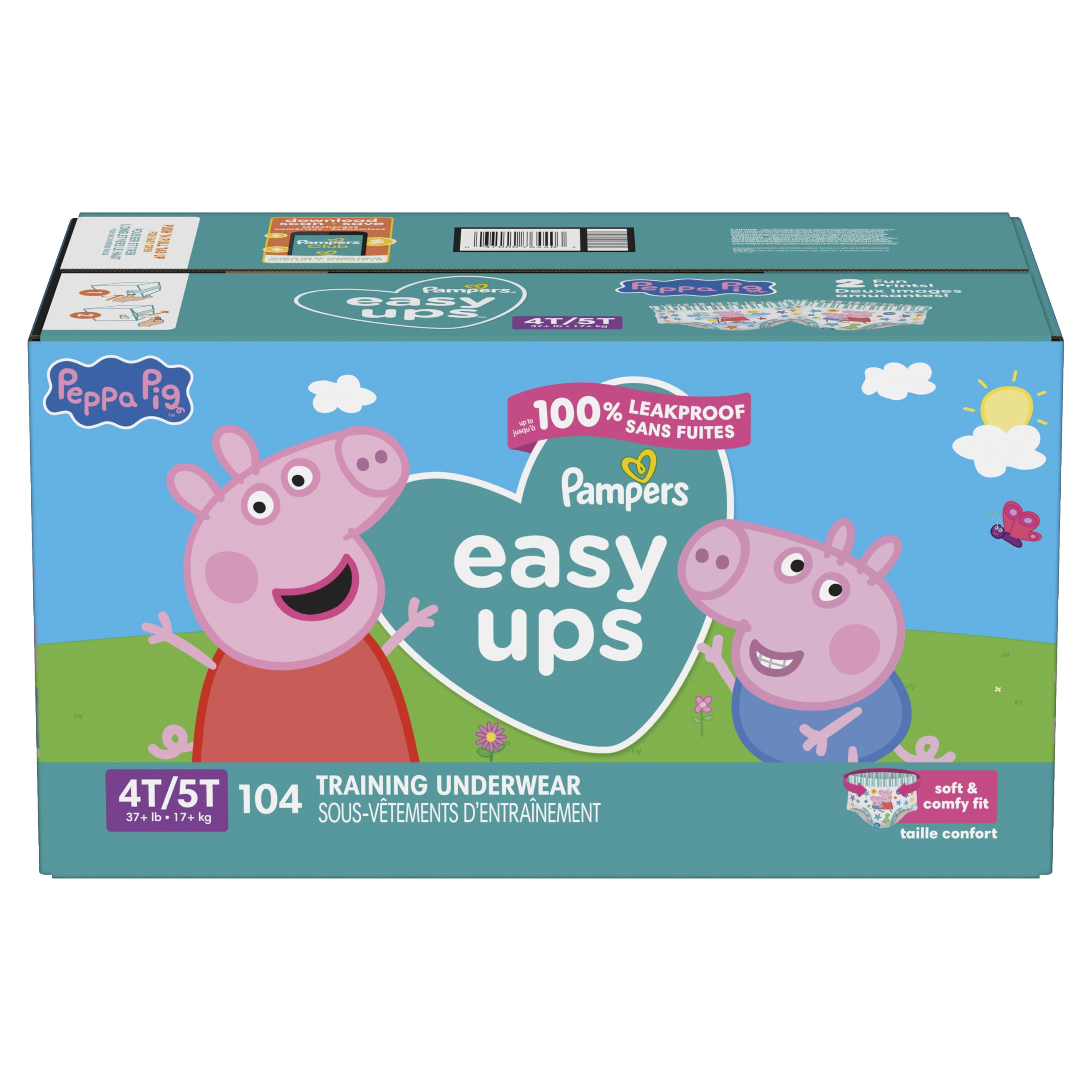 Pampers Training Pants - Easy Ups Girls & Boys - Size 4T-5T, 104 Count, Peppa Pig Potty Underwear (Packaging May Vary)